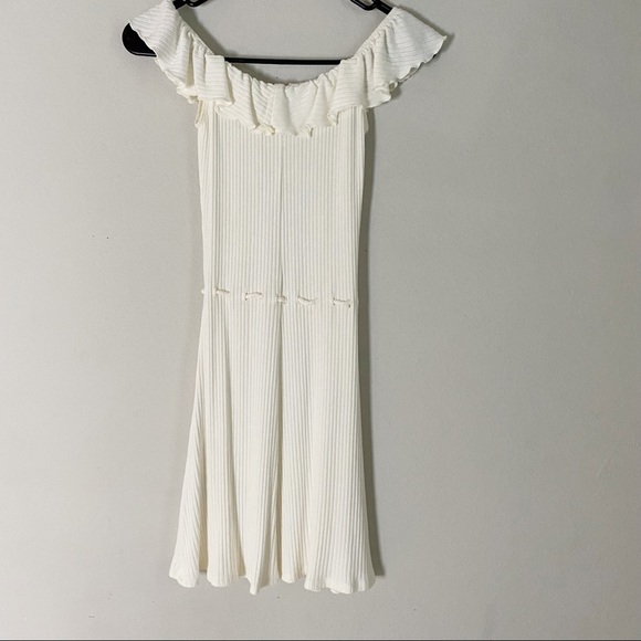 Reformation Granada Ribbed Ruffled White Mini Dress - Picture 11 of 12